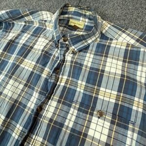 VTG Hobbs Creek Mens Size Large Blue Plaid Short Sleeve Button Down Shirt Cotton